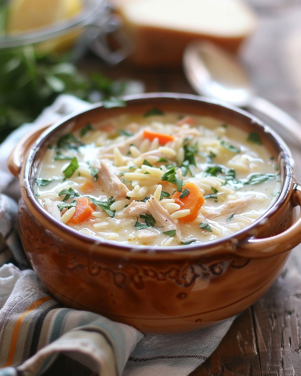 Creamy Lemon Chicken Orzo Soup