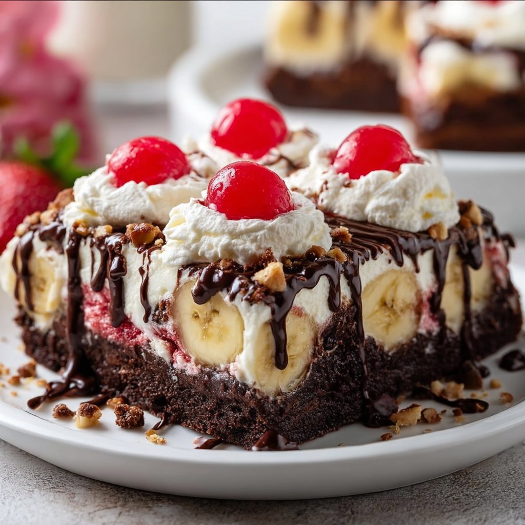 Banana Split Brownie Ice Cream Pizza