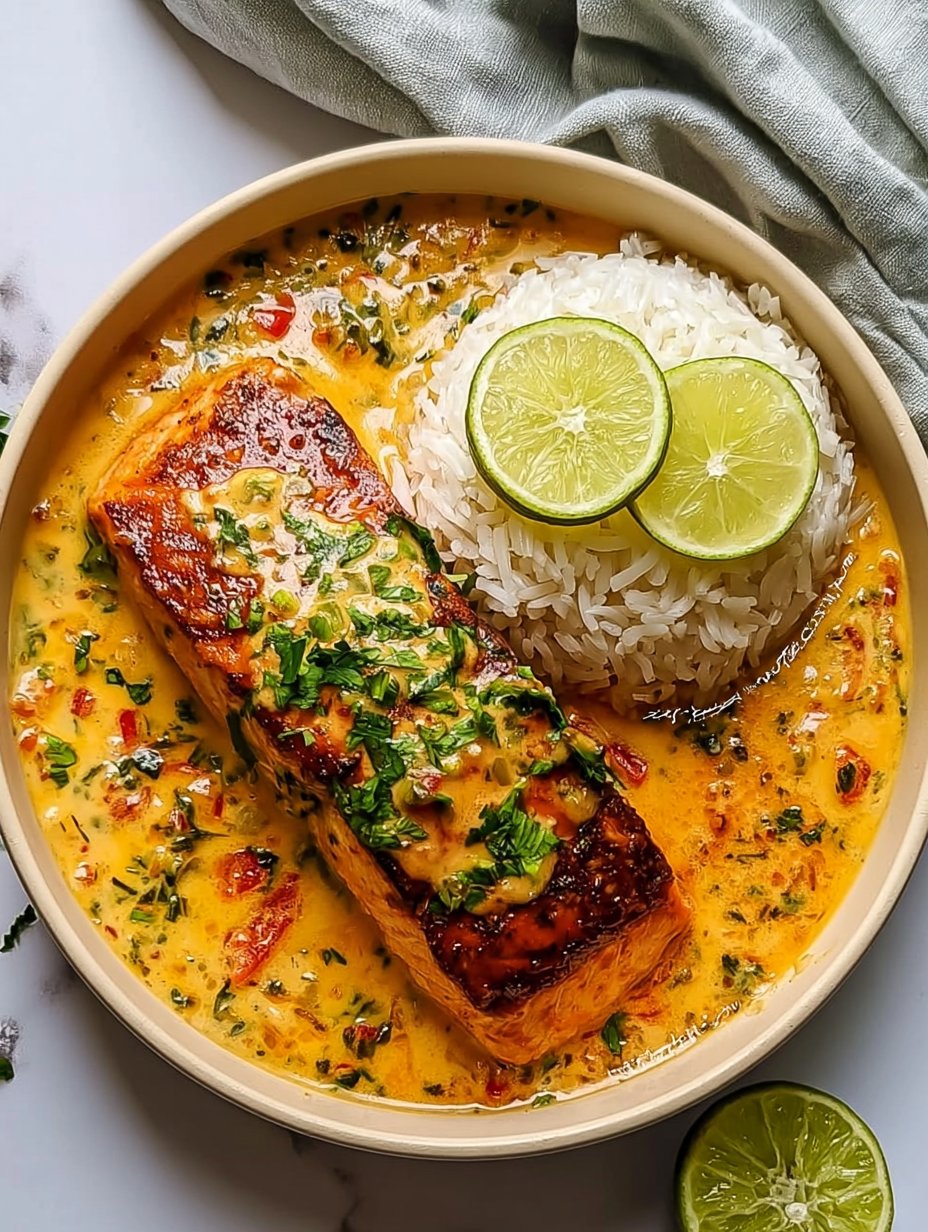 Salmón al Curry de Coco en Un Solo Sartén