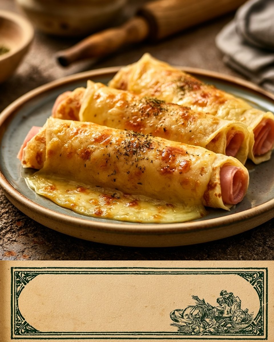 Pfannkuchen-Röllchen mit Schinken