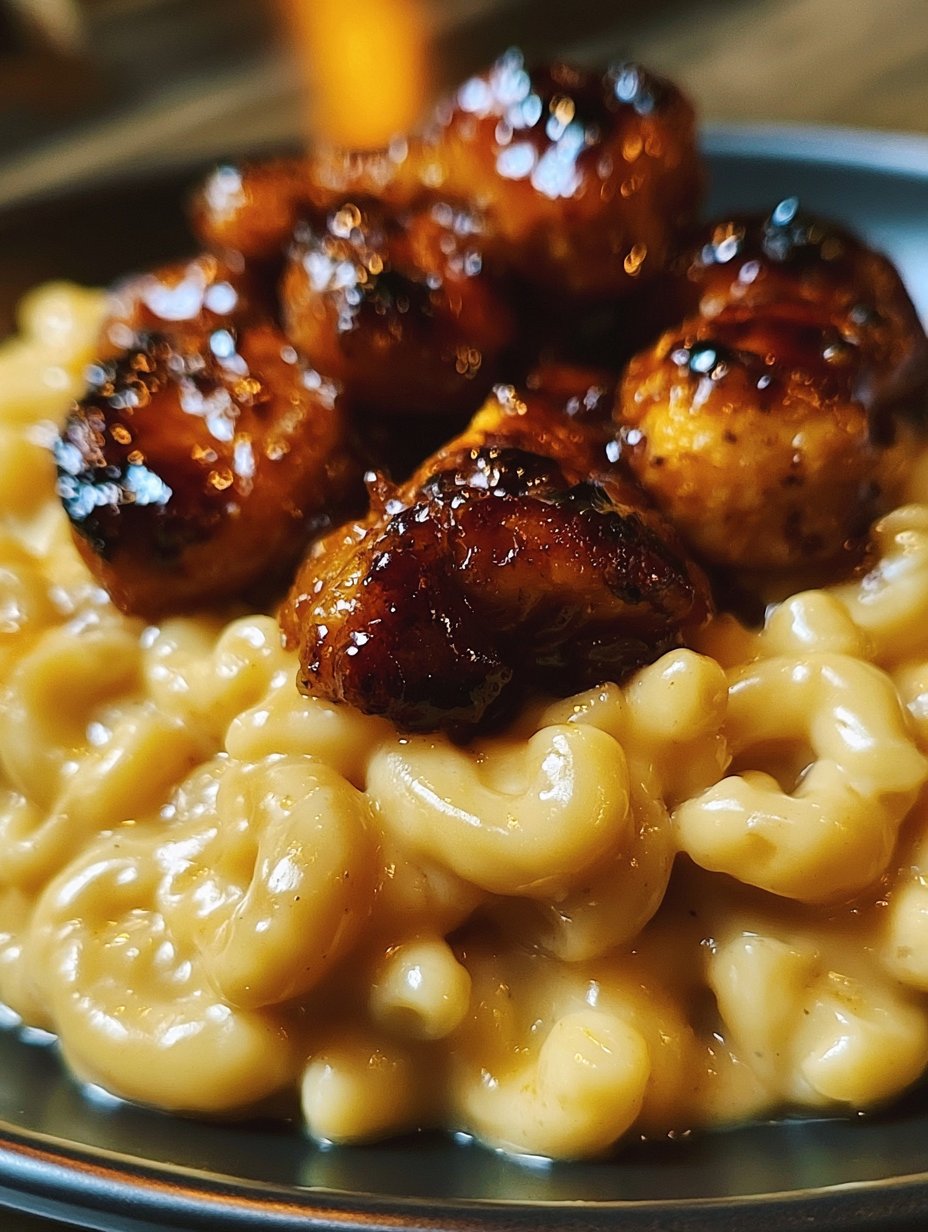 Pollo con Miel y Pimienta Dulce y Picante con Macarrones con Queso Cremoso