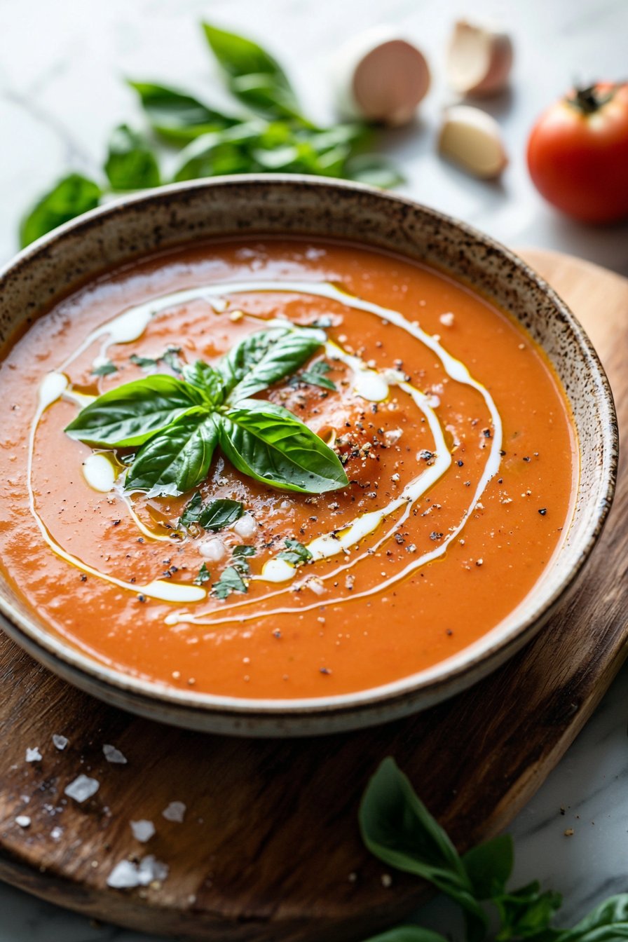 Schnellkochtopf Cremige Tomaten-Basilikum-Suppe