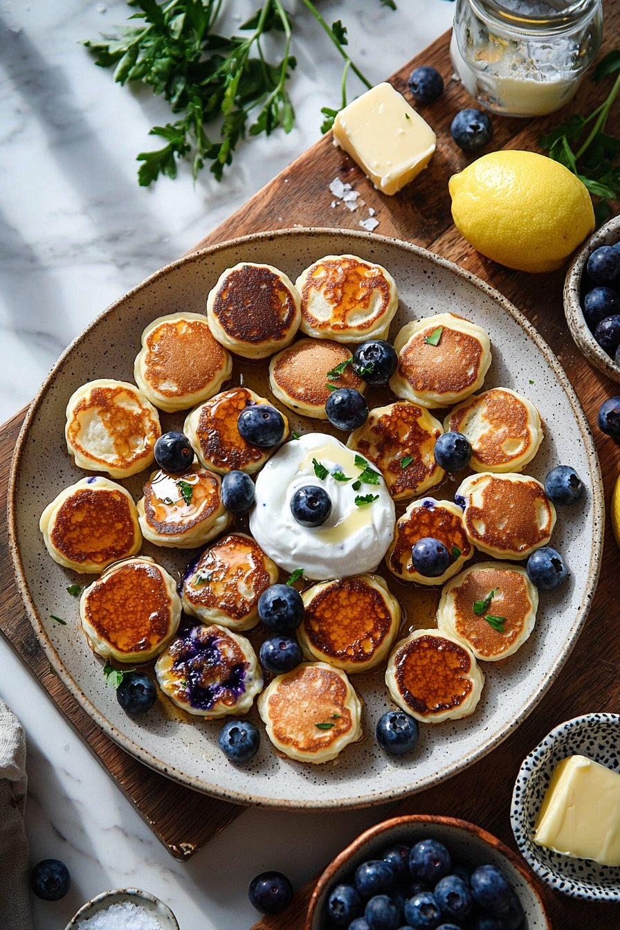 Greek Yogurt Lemon Blueberry Pancake Bites