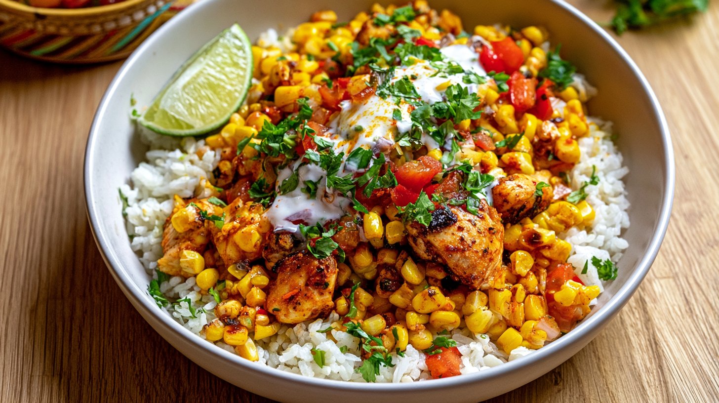 Street Corn Chicken Rice Bowl