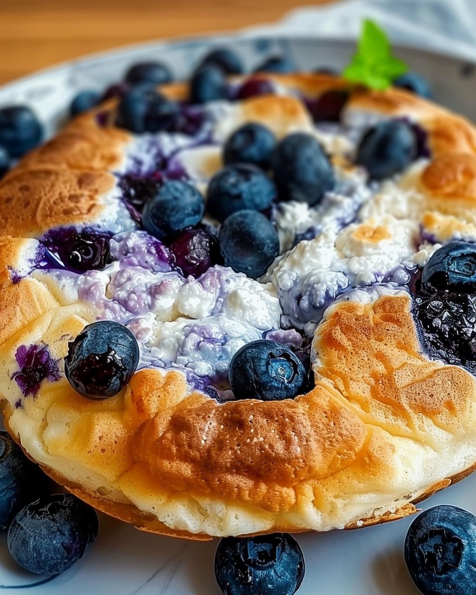High Protein Blueberry Cloud Bread with Cottage Cheese