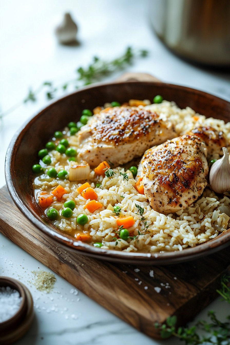 Einfache Ein-Topf-Hühnchen und Reis