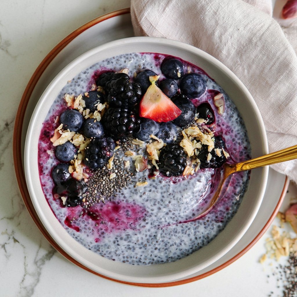 High-Fiber Chia Seed and Berry Pudding Bowl