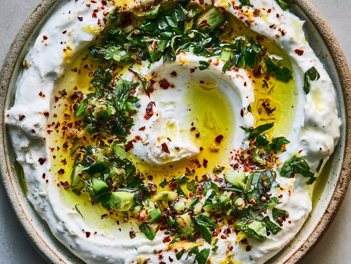 Greek Yogurt Feta Dip with Lemon, Chili & Pistachio