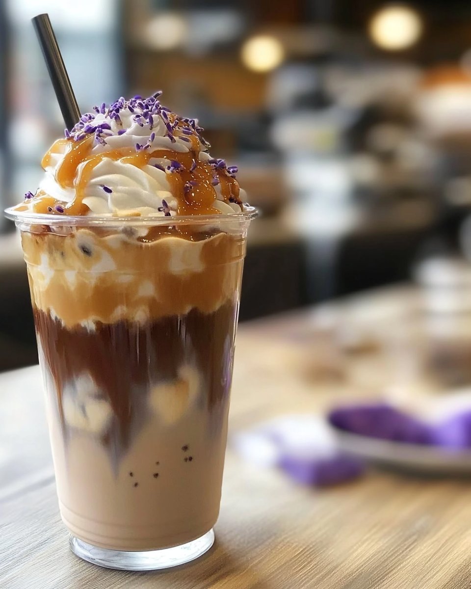 Iced Lavender Caramel Macchiato