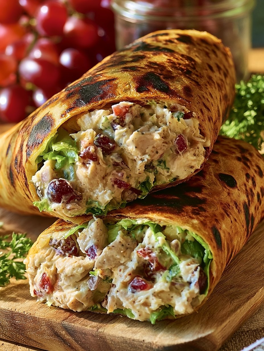 Envoltura de ensalada de pollo alta en proteínas fácil