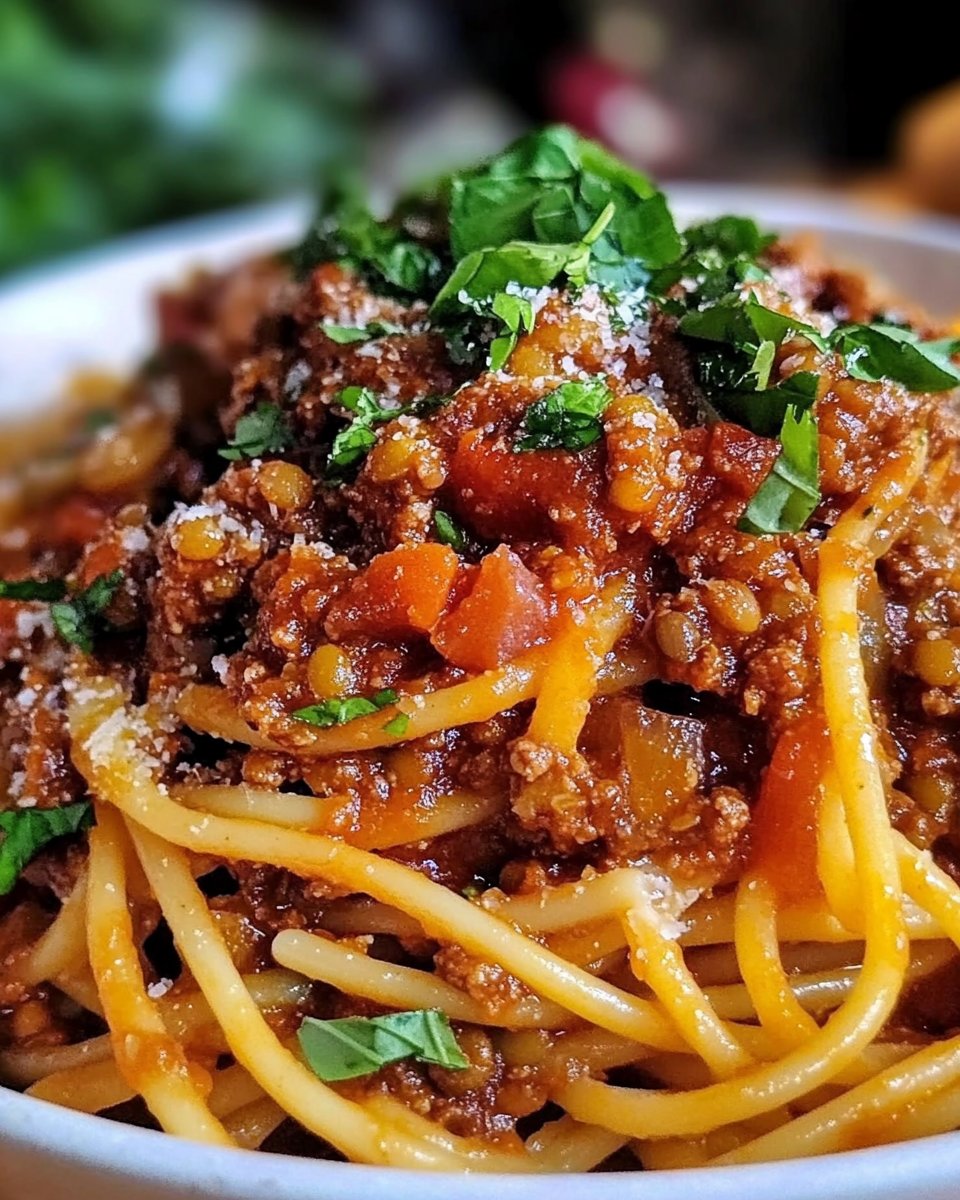 Schnelle vegetarische Linsenbolognese