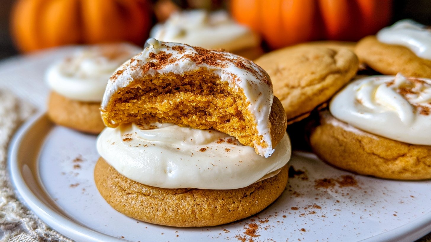 Soft Pumpkin Cookies with Cream Cheese Frosting