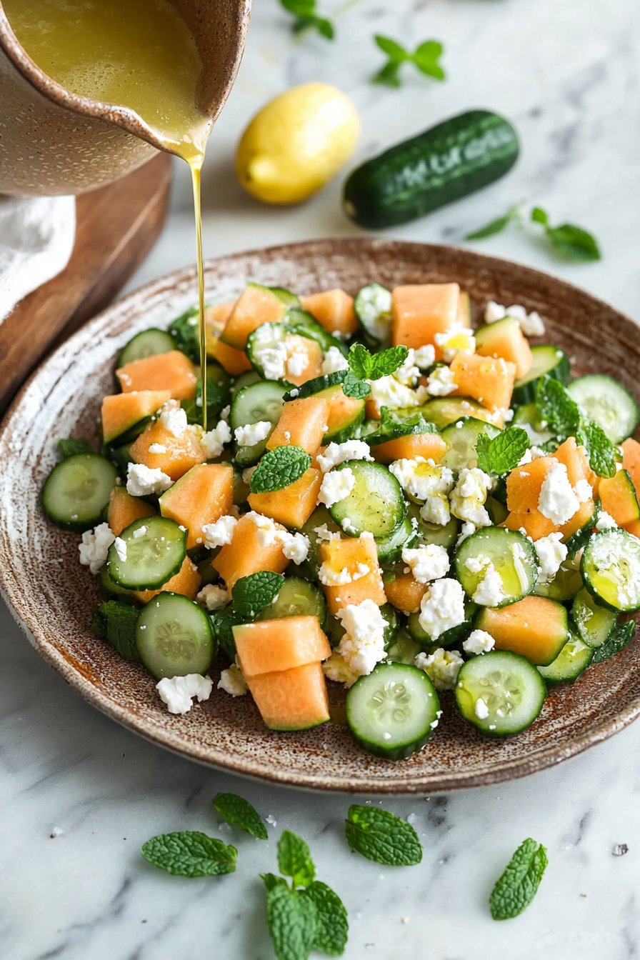 Cantaloupe-Gurken-Feta-Minze-Salat