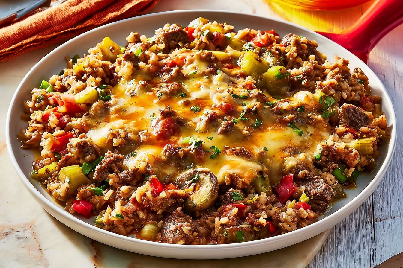 Cheesy Beef and Rice Skillet