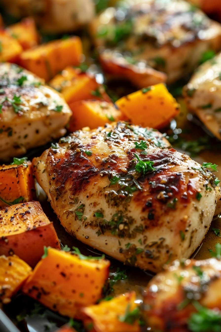 Sheet Pan Ranch Chicken with Sweet Potatoes - Low-Cal Meal Prep 2 Sheet Pan Ranch Chicken & Sweet Potatoes (low-cal meal prep)