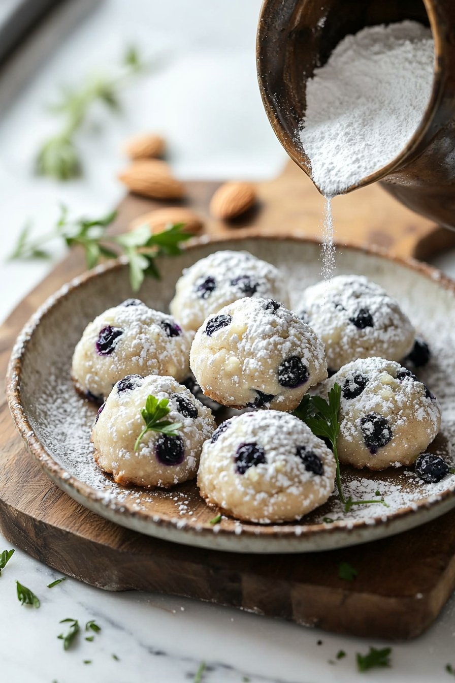 Blaubeer-Mandel-Schneeball-Kekse