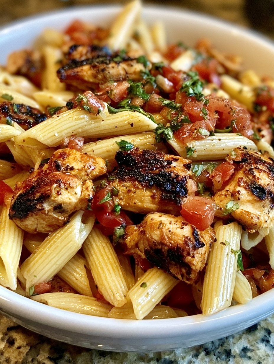Pasta de pollo con bruschetta