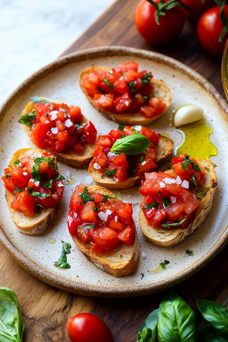 Bruschetta with tomatoes and basil