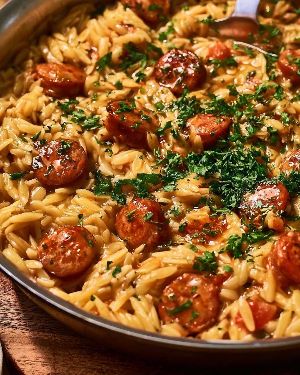 Garlic Butter Sausage and Orzo One-Pot