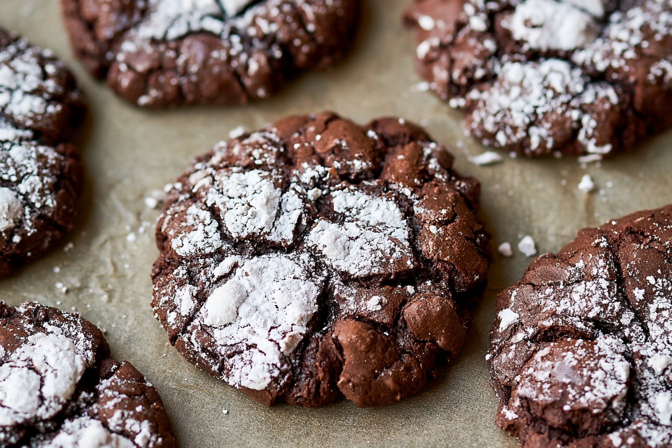 Double Chocolate Crinkle Cookies 2 Bakery Style Thick Double Chocolate Crinkle Cookies