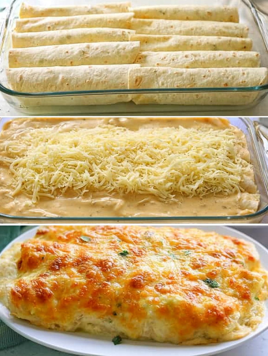 Enchiladas Blancas Cremosas de Pollo