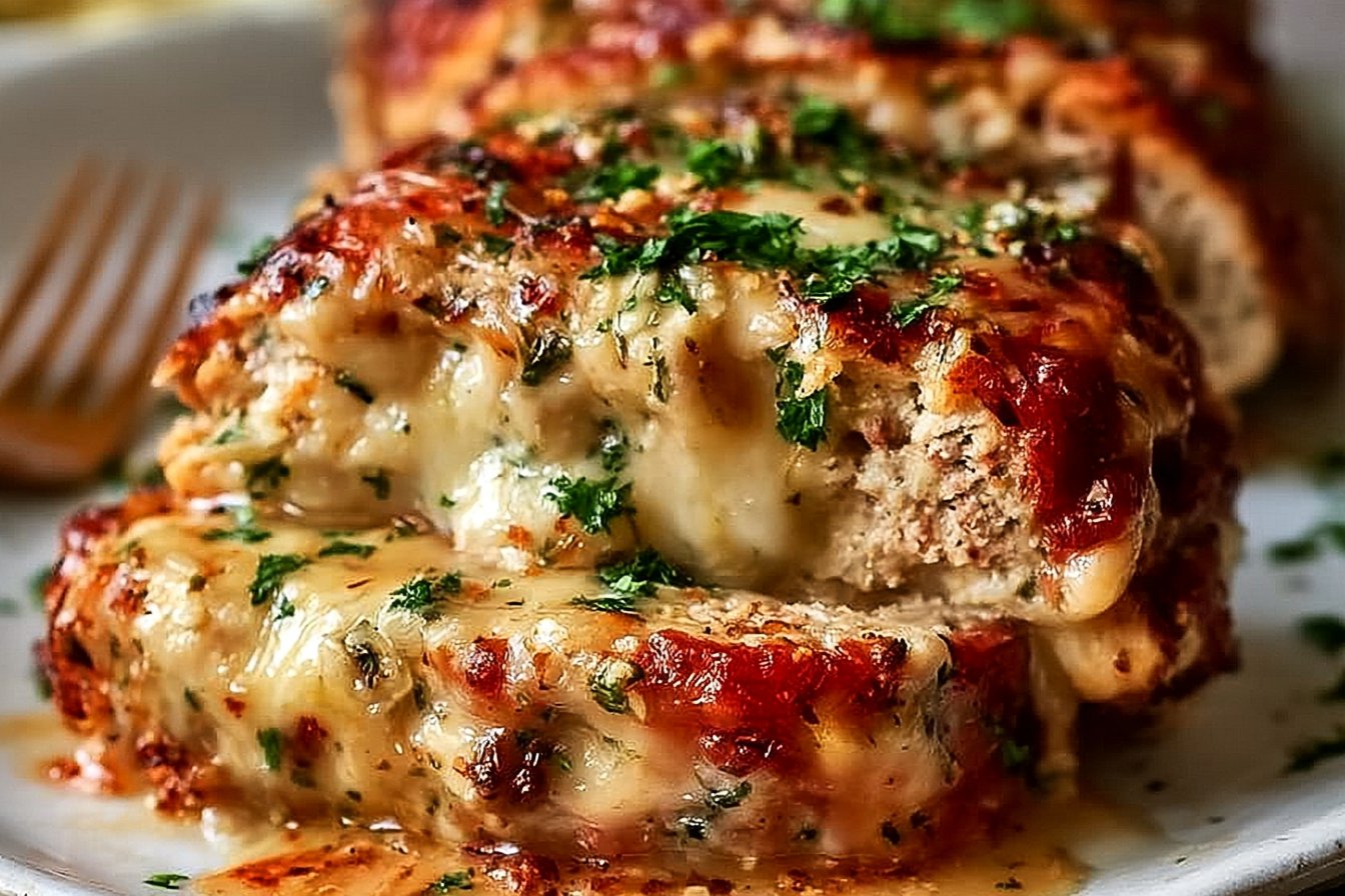 Transform your weeknight dinners with this Garlic Parmesan Chicken Meatloaf! Bursting with flavor from roasted garlic an… | Garlic parmesan meatloaf recipes with stuffing, Easy garlic parmesan meatloaf with stuffing, Garlic parm meatloaf with dressing.