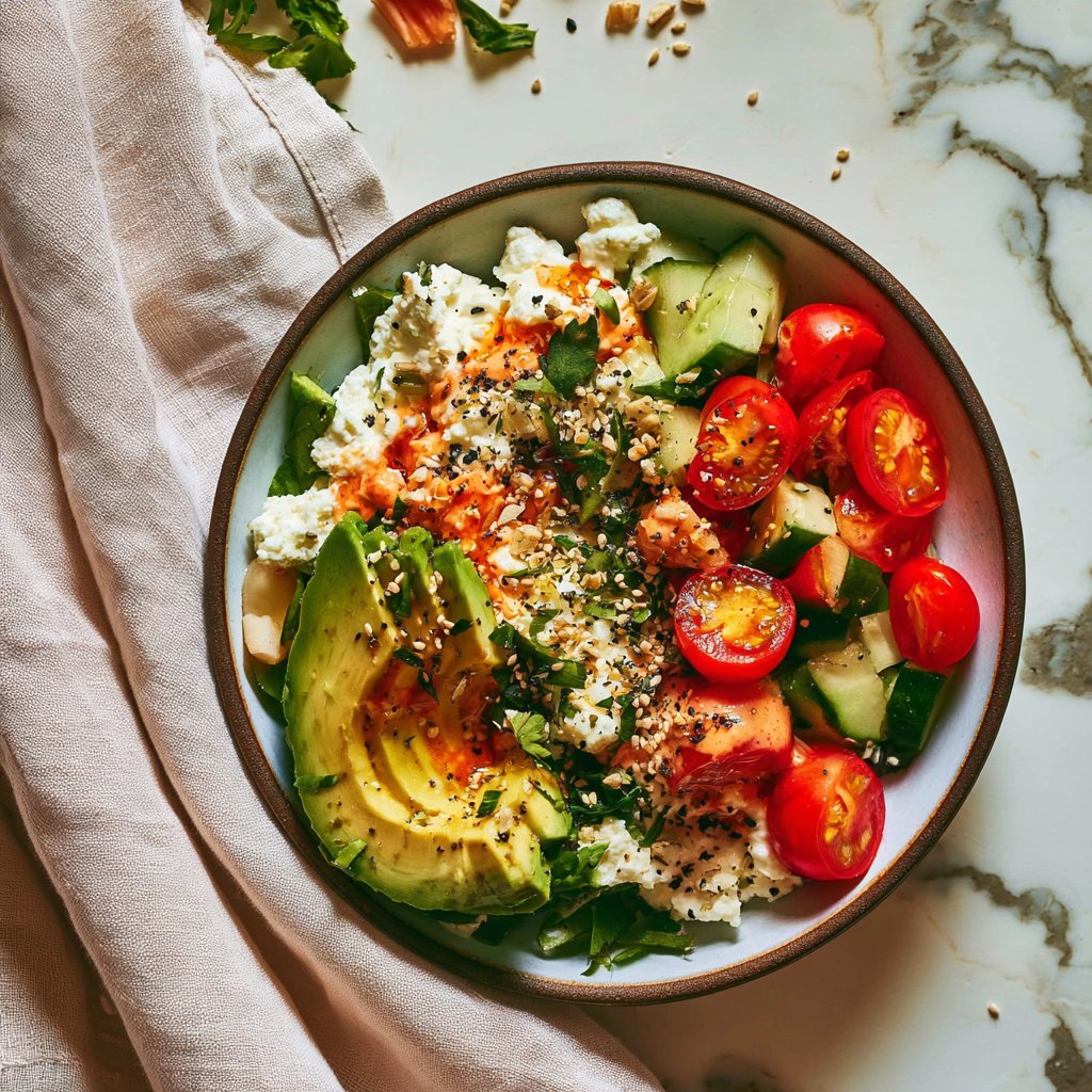 High-Protein Savory Cottage Cheese & Avocado Bowl