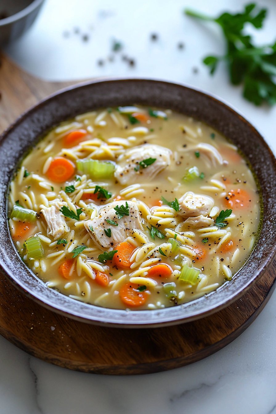 Warm Chicken Orzo Soup