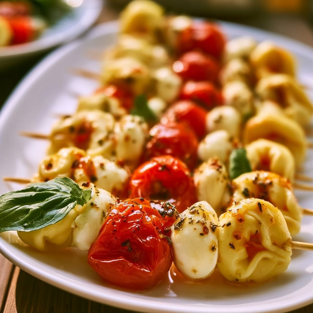 Tortellini-Spieße mit Tomate und Mozzarella