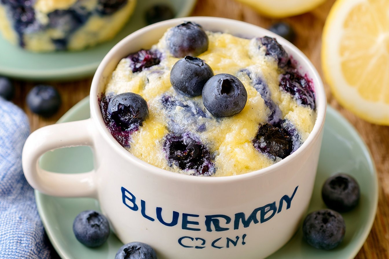 Blueberry Lemon Mug Cake for Two | Blueberry Mug Cake Recipe, Easy Blueberry Mug Cake, Easy Blueberry Muffin in a Mug