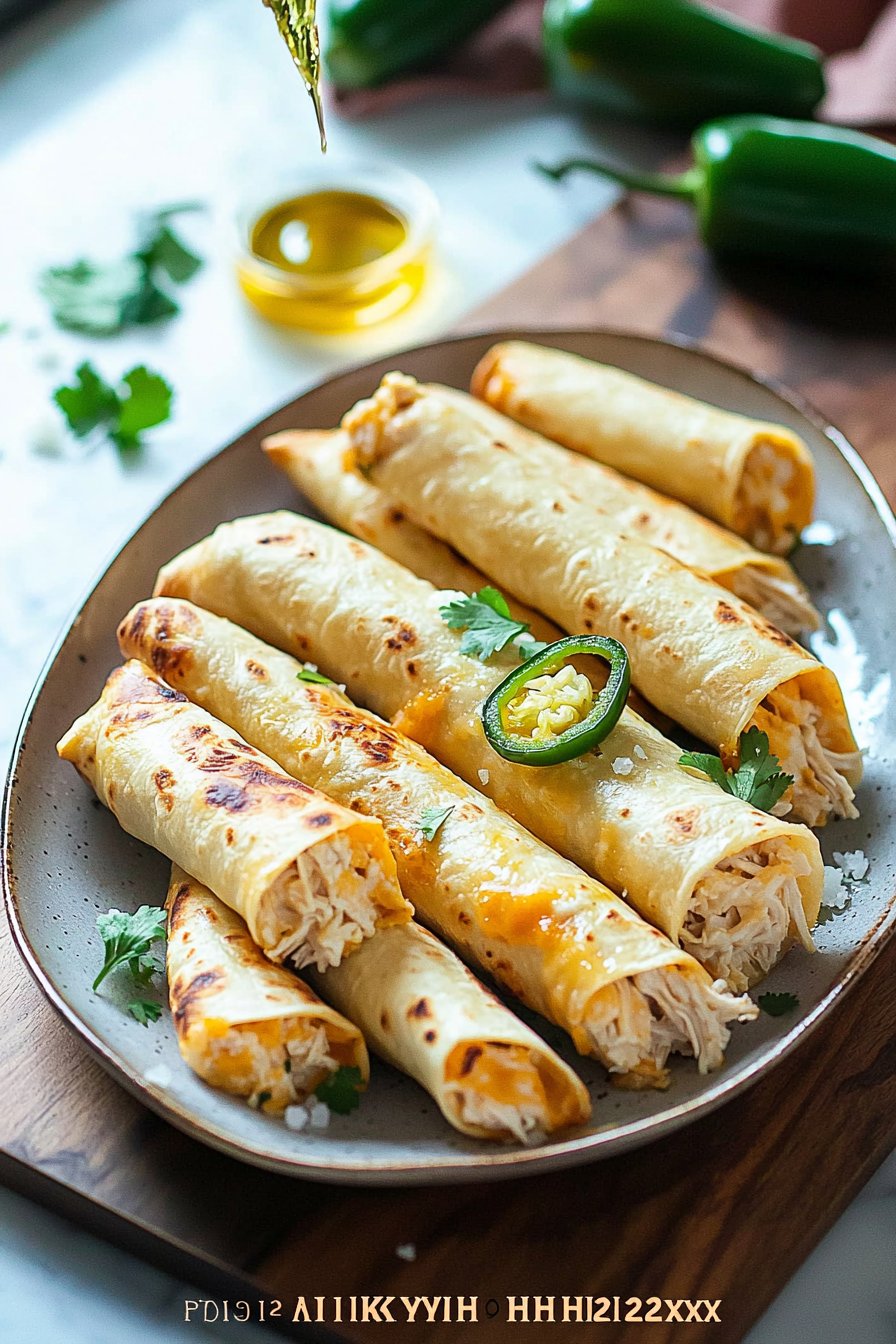 Crispy Jalapeño Popper Chicken Taquitos