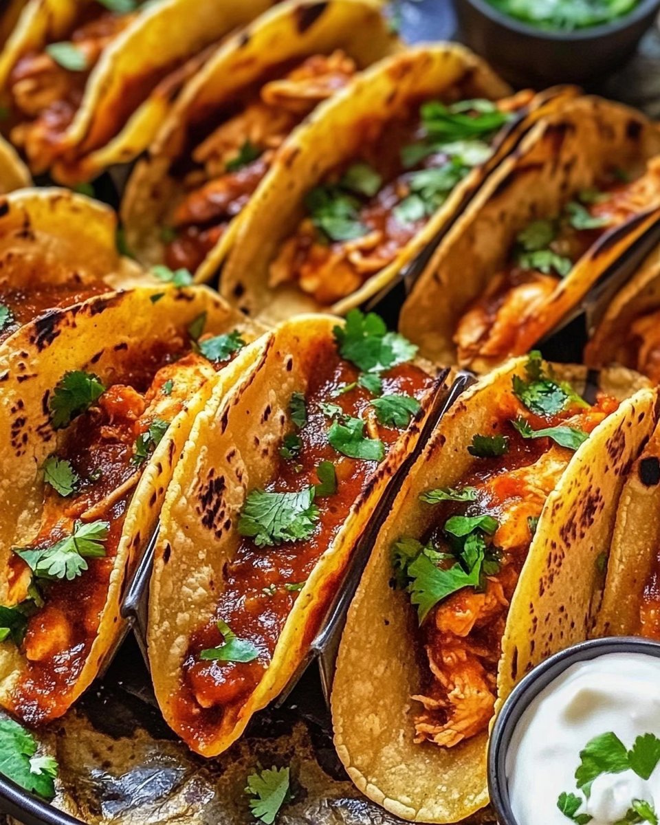 Crispy Baked Red Enchilada Chicken Tacos