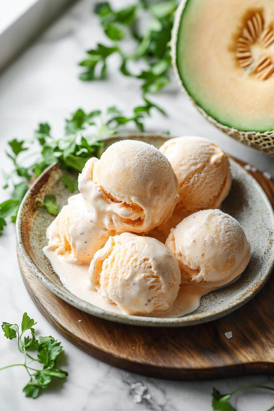 No-Churn Cantaloupe Ice Cream