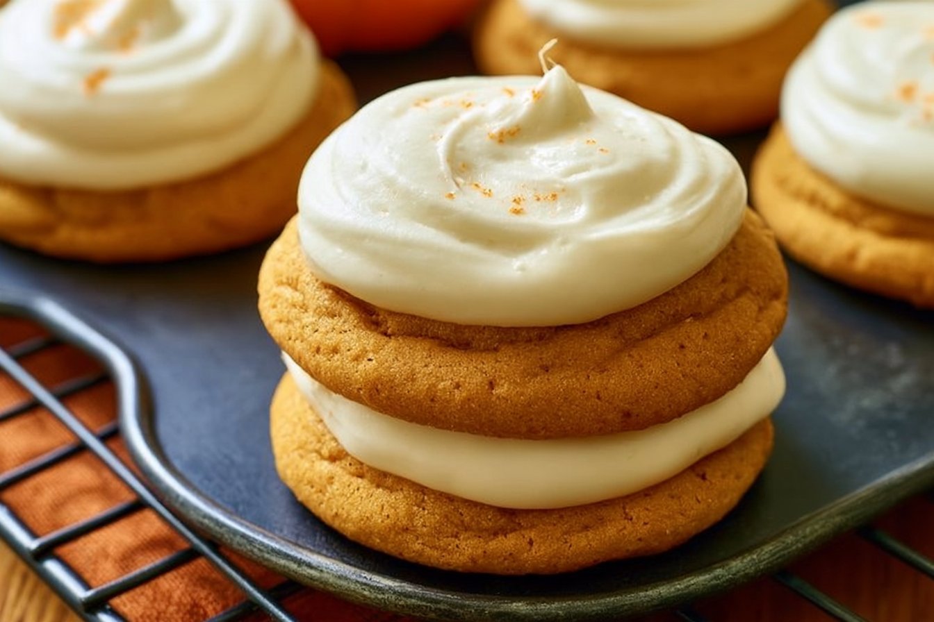 Soft Pumpkin Cookies with Cream Cheese Frosting
