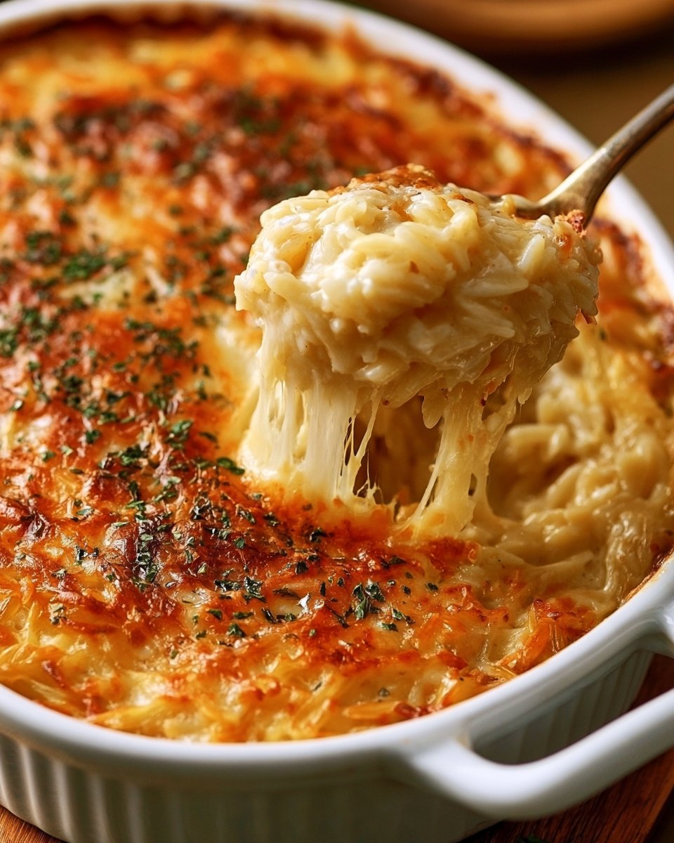 Cheesy Baked Orzo