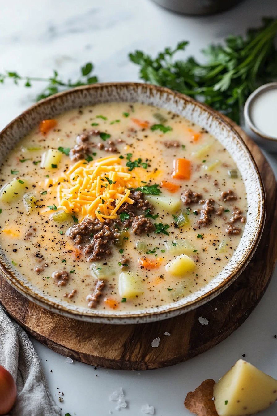 Crock Pot Cheeseburger Soup