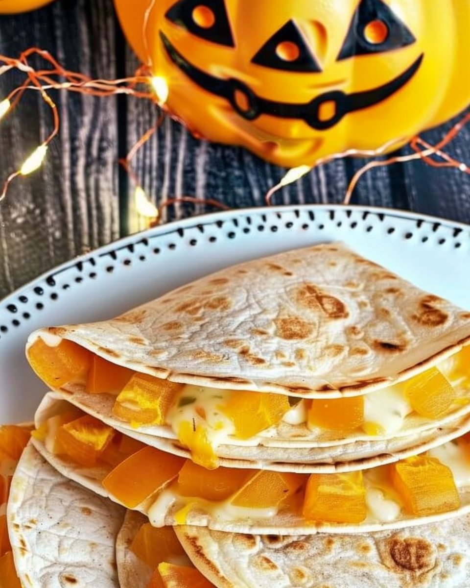Jack o' Lantern Quesadillas