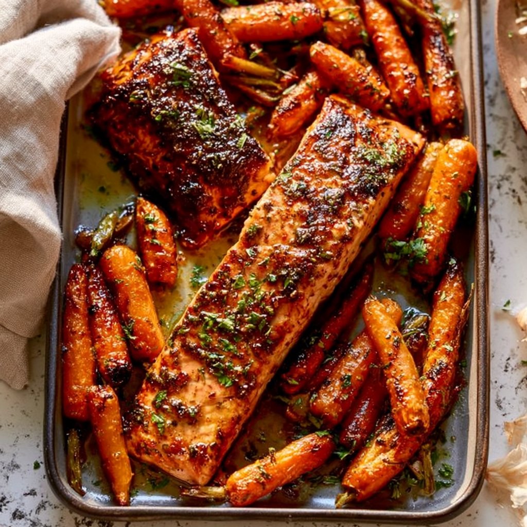 Sheet-Pan Herb Butter Salmon with Roasted Carrots