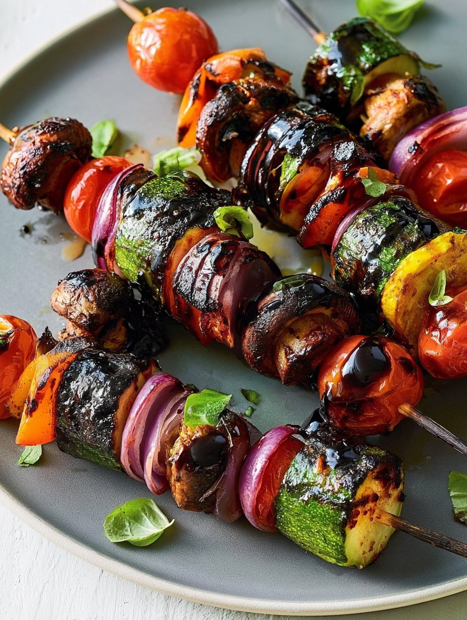 Grilled vegetables with balsamic vinegar reduction