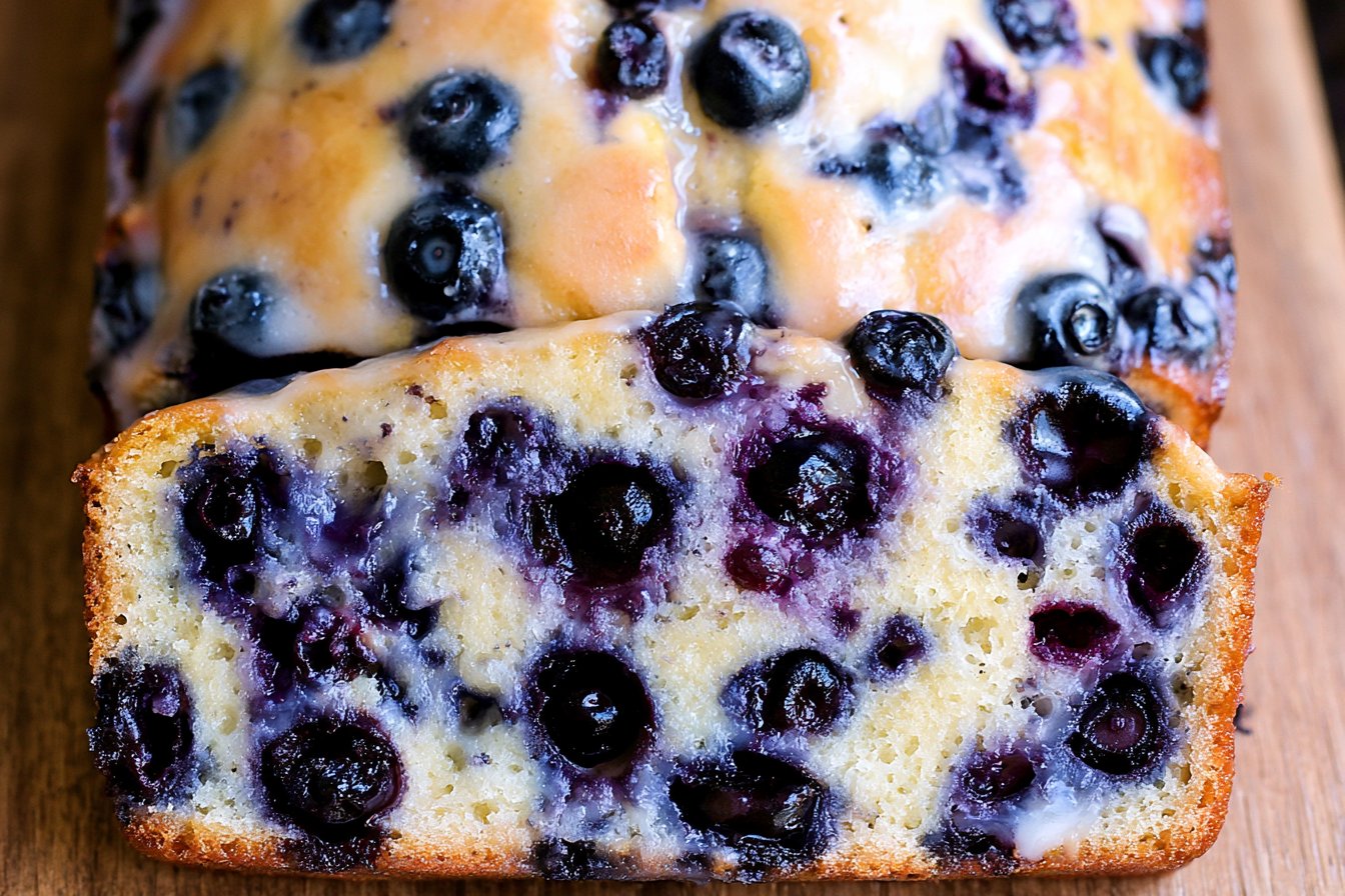 Easy Lemon Blueberry Bread with 2-Ingredient Lemon Glaze