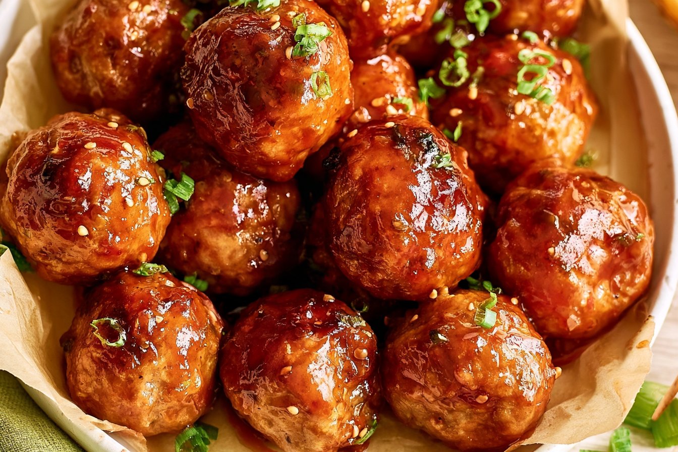 Air Fryer Firecracker Chicken Meatballs Recipe | Chicken Meatballs in Firecracker Sauce, Firecracker Chicken Meatball Recipe, Easy Meatball Recipes