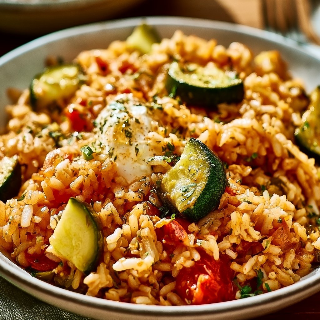 Mediterraner Zucchini-Reis-Pfanne