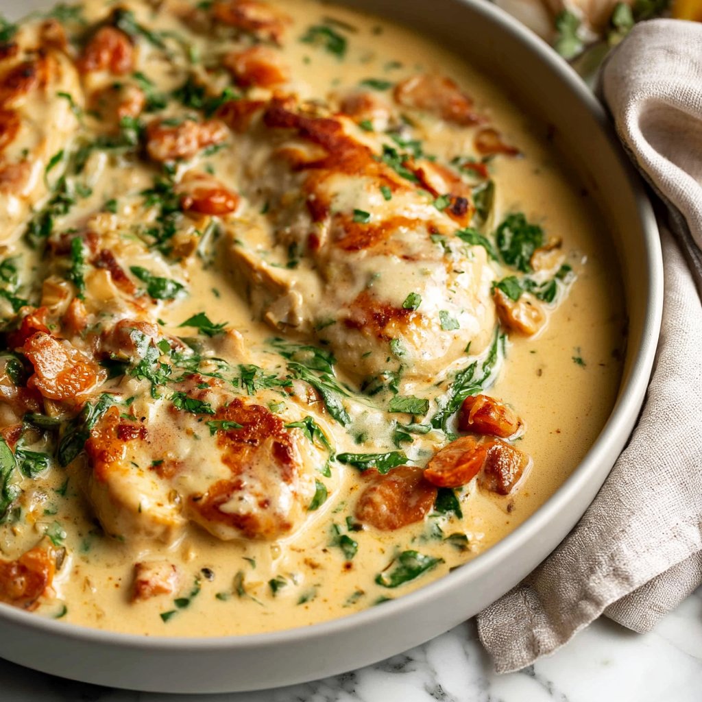 Creamy Tuscan Garlic Chicken Skillet