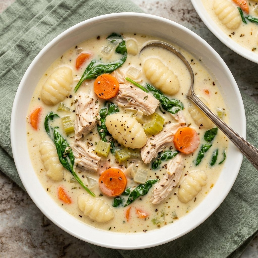 Creamy Crockpot Chicken Gnocchi Soup