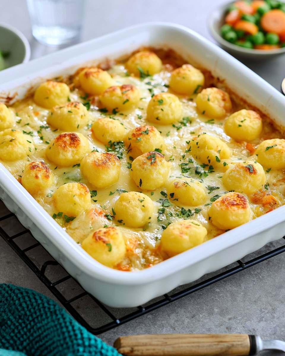Knödel Auflauf mit Gemüse und Hollandaise-Sauce