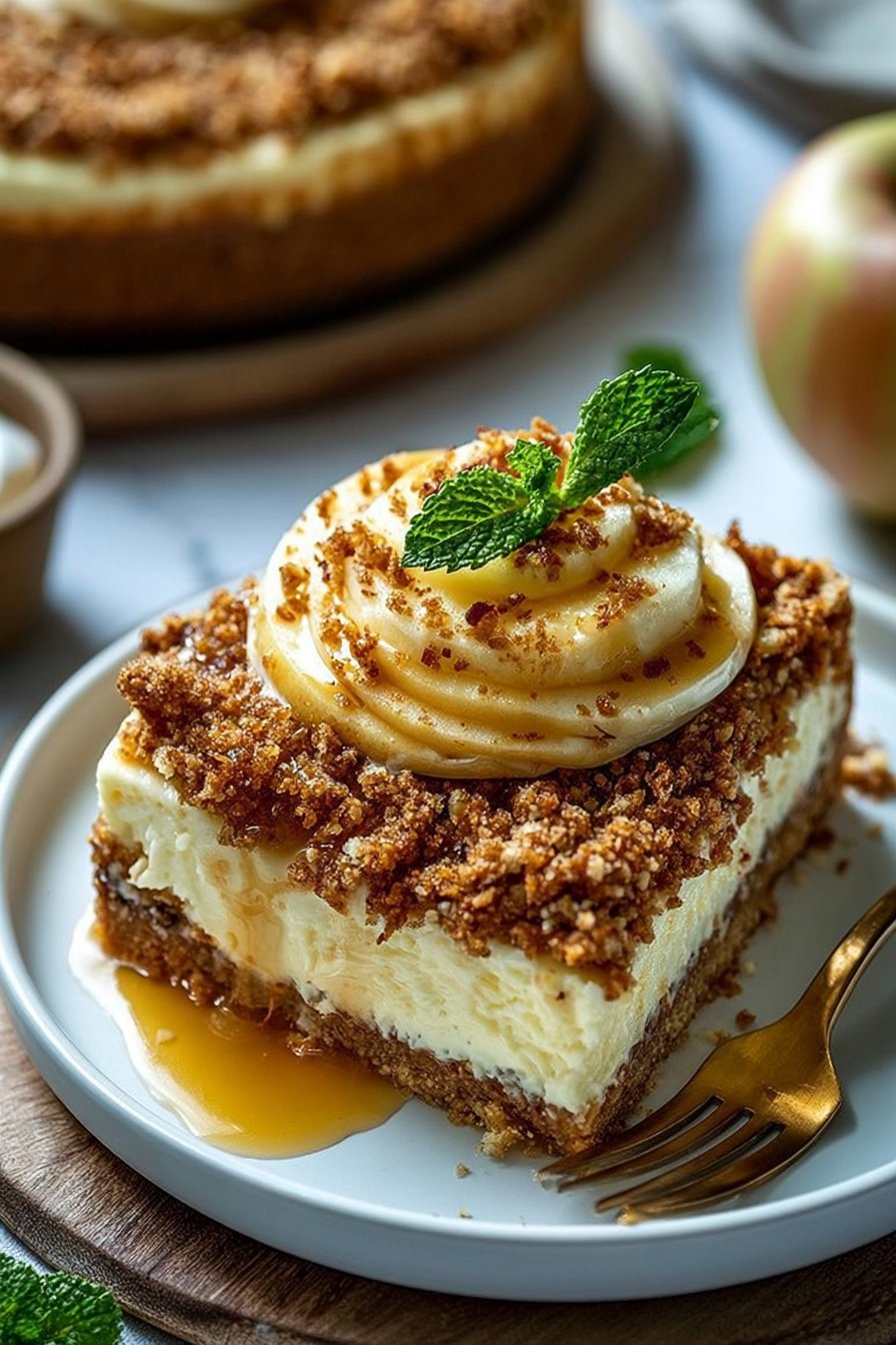 Apple Crisp Cheesecake Recipe: Creamy Center, Crunchy Topping 2 Apple Crisp Cheesecake