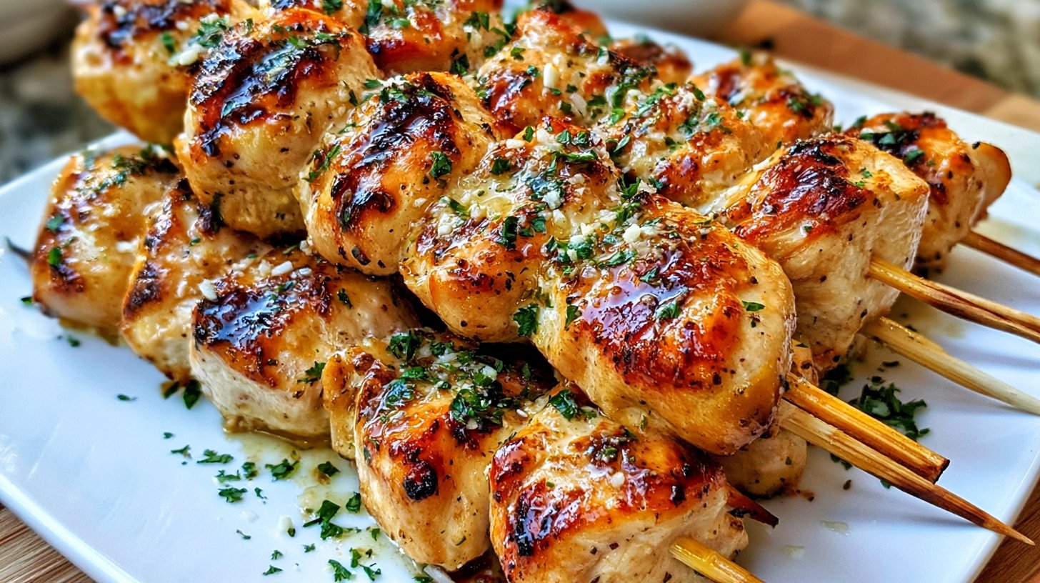 Grilled Ranch Chicken Skewers with Garlic Parmesan Glaze