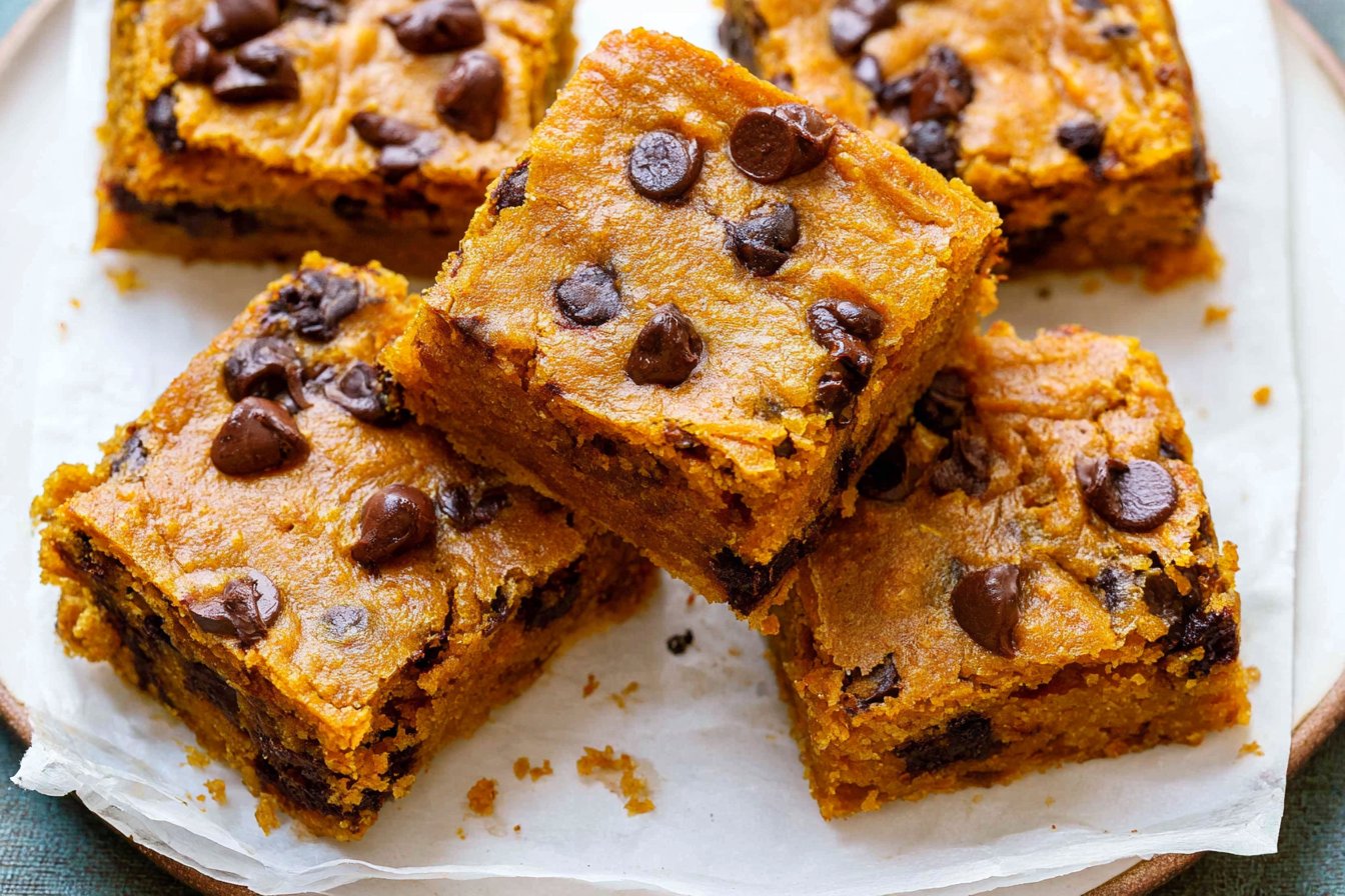 EASY Pumpkin Chocolate Chip Blondies
