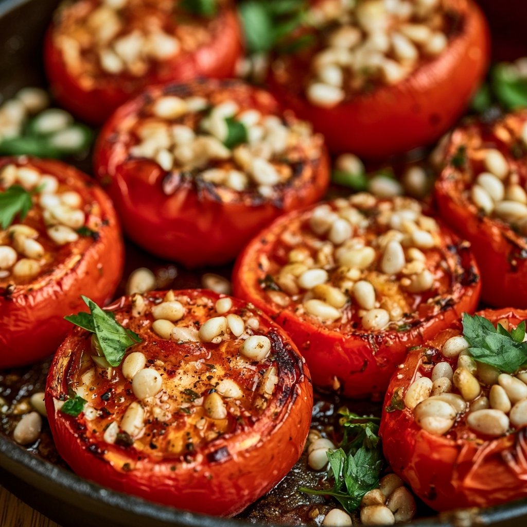 Grilltomaten mit Pinienkernen – einfach & aromatisch