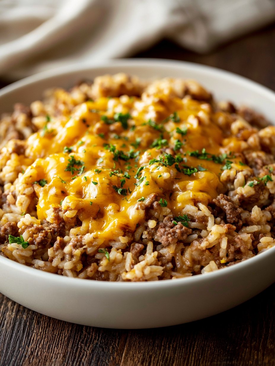 Cazuela de carne molida y arroz con queso